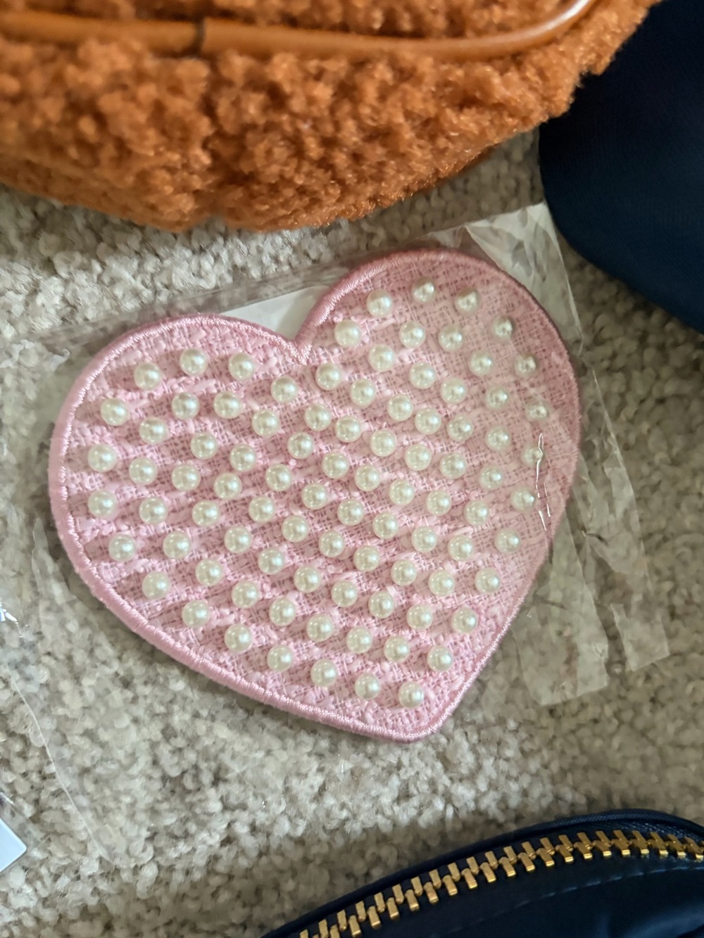Stoney Clover Lane Pink Heart Pearl Patch